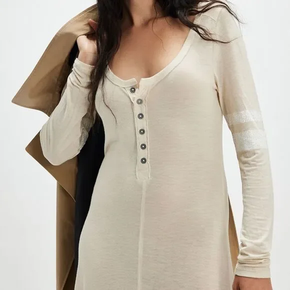 Free People Just Like Heaven Henley Maxi Dress in French Oak - Picture 2 of 9